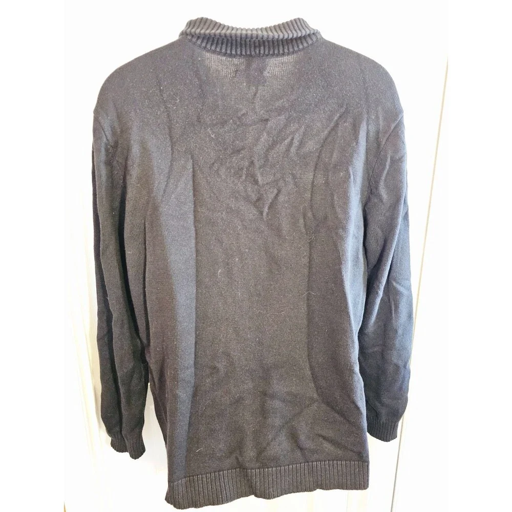 Tesla 1/4 Zip Sweater Pullover Long Sleeve Mens Large Black Cotton Blend Auto